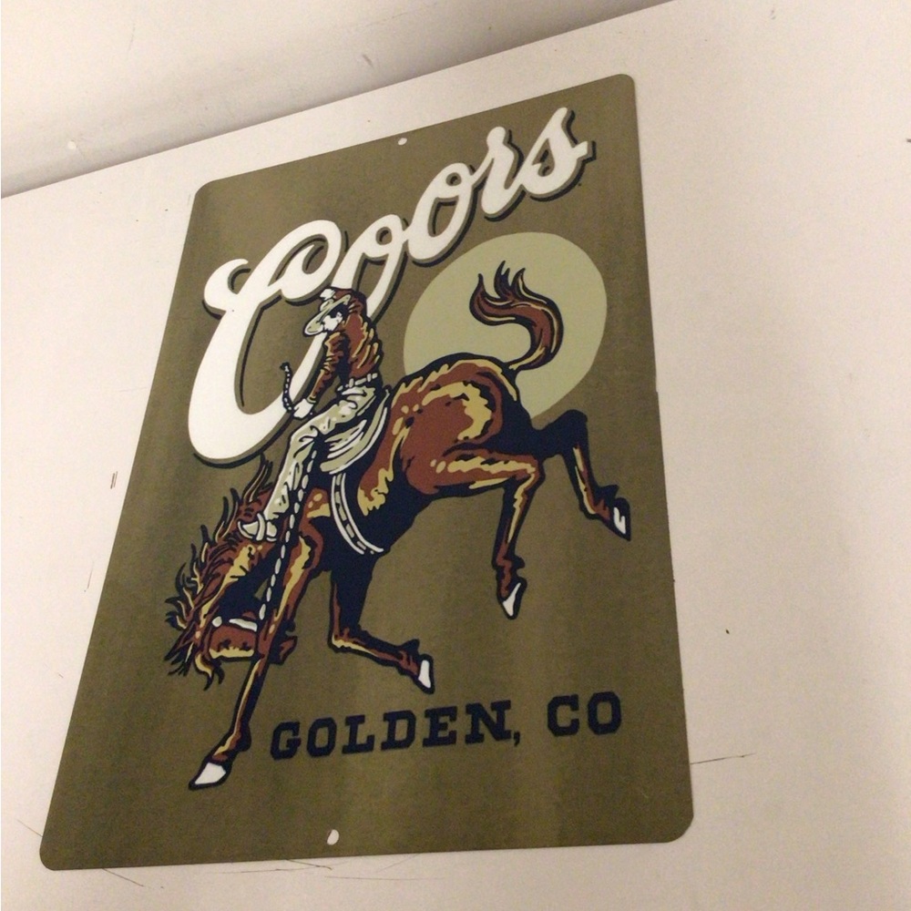 COPY - Coors Beer Golden Co. Horseback Riding metal tin sign
